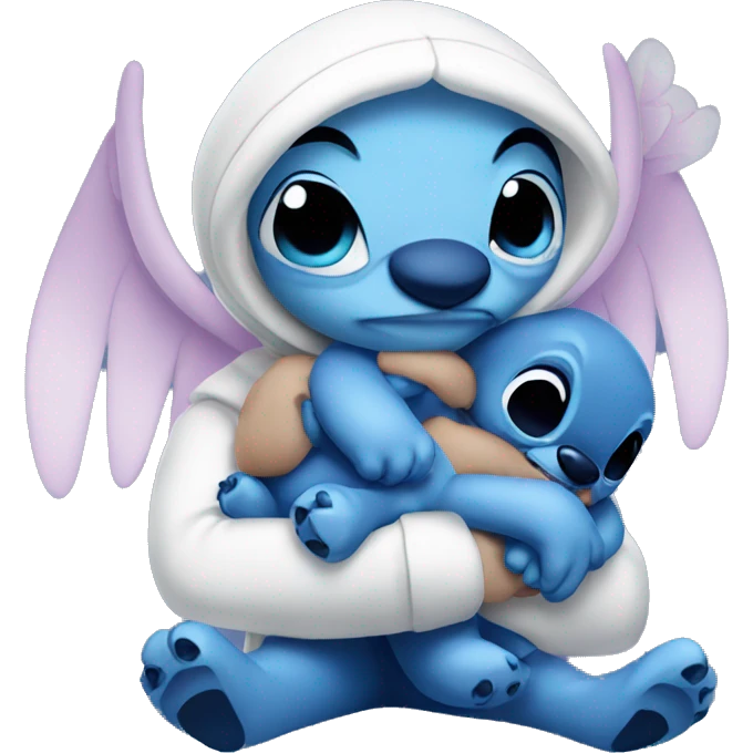 stitch and angel cuddling emoji