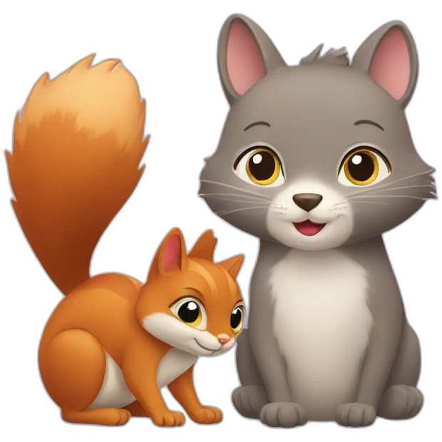 a cat and a squirrel in love emoji