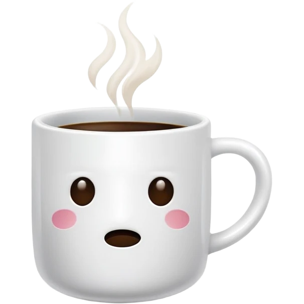 White ceramic coffee mug filled with hot coffee, no face or emoji emoji