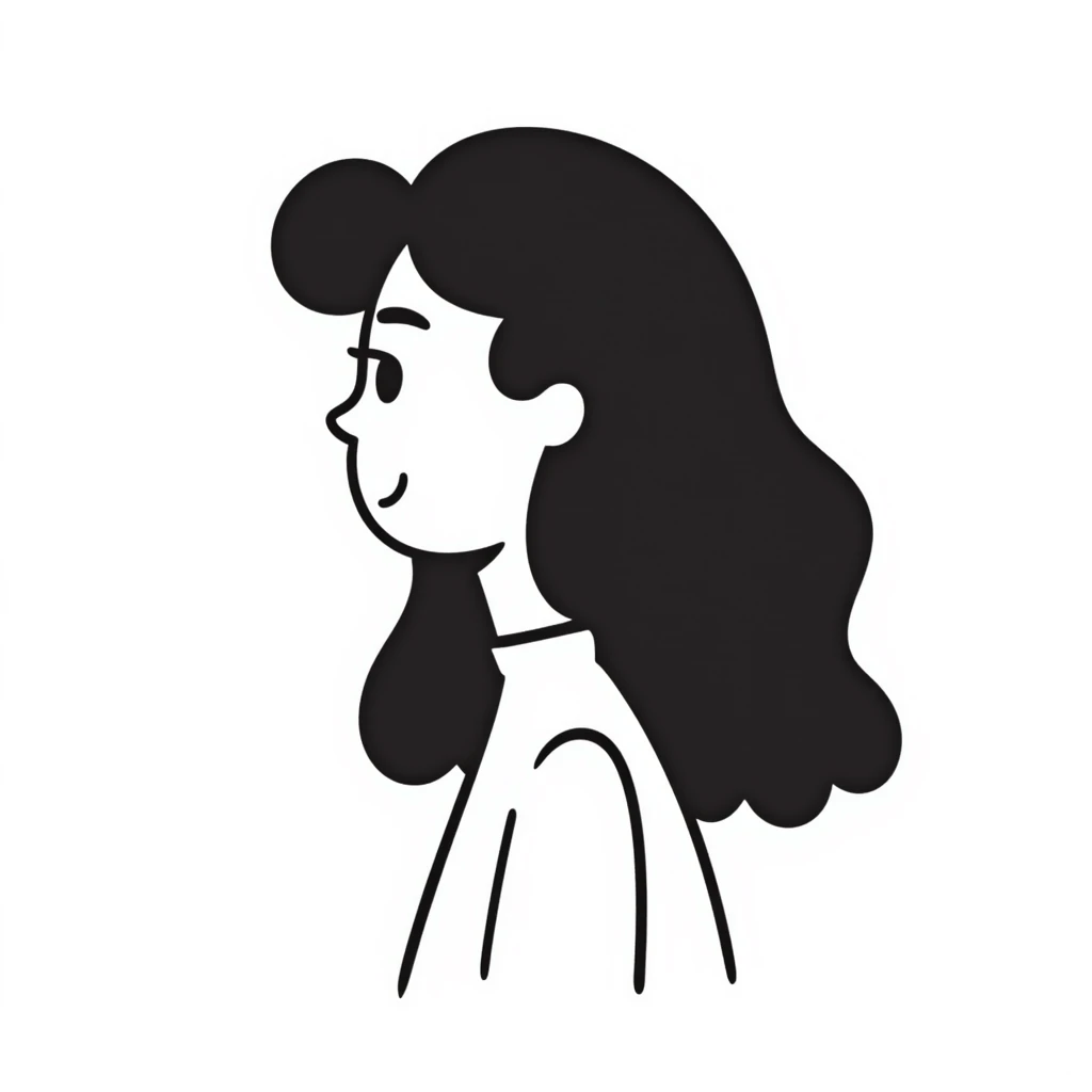 Simple sketch of a woman with flowing hair emoji