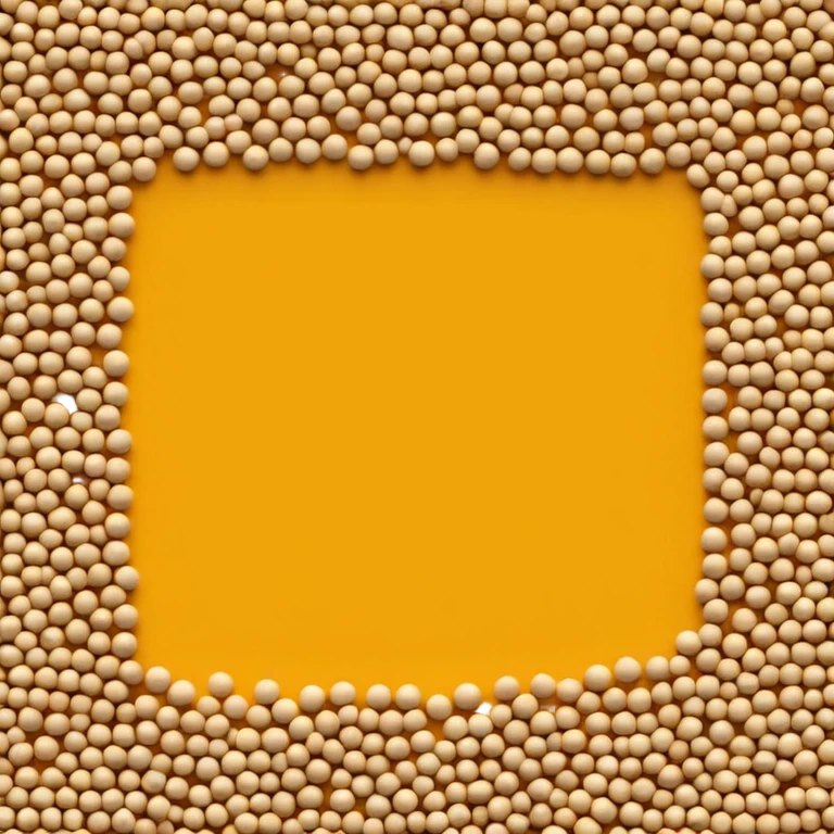 loose scatter of small round seeds in warm yellow to light brown tones, matte, slightly textured surface, grains in varied sizes, clustered or gently dispersed in a natural pile, no bowl or extras, soft lighting, subtle shadows, emoji scale emoji