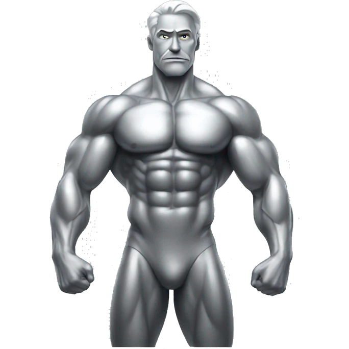 silver man muscle flex emoji