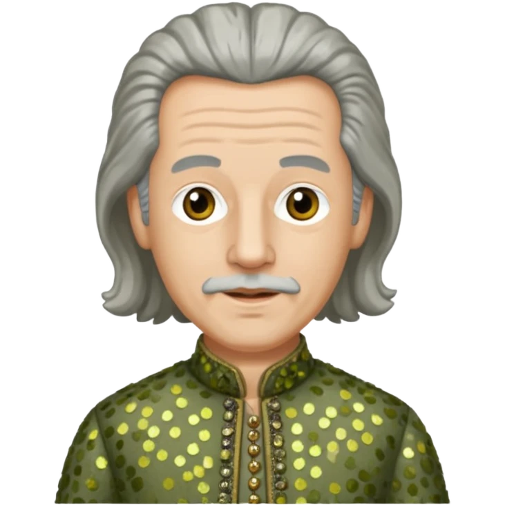 Johann Konrad Dippel (1673-1734) with gray hair, olive sequin outfit emoji