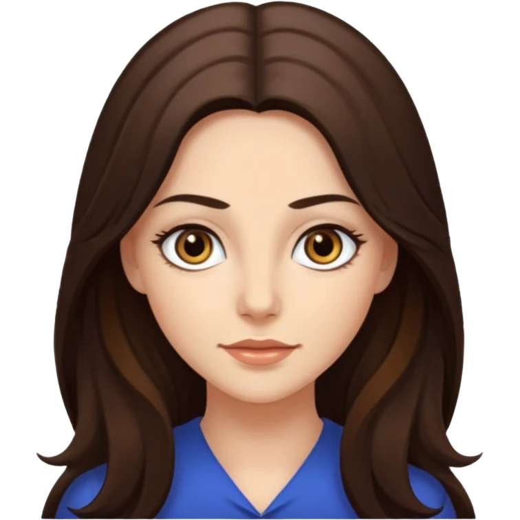 Renee Sands with long dark brown hair, hazel eyes emoji