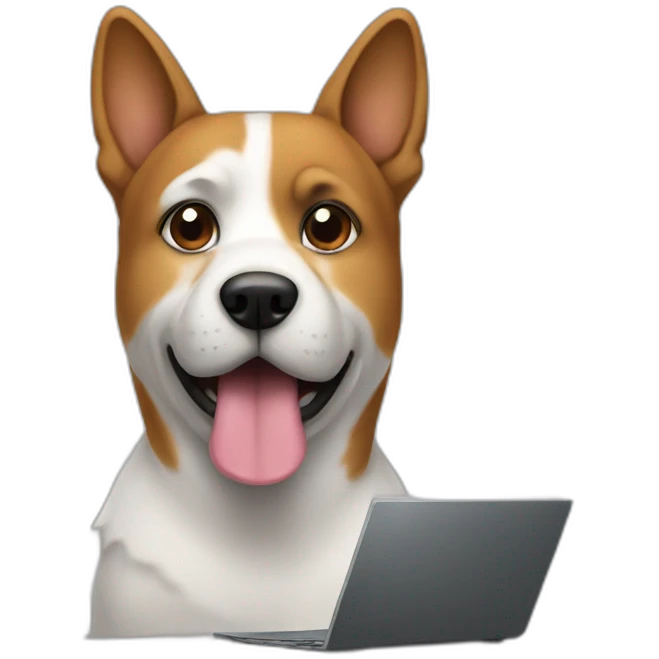 developer dog infort of computer emoji