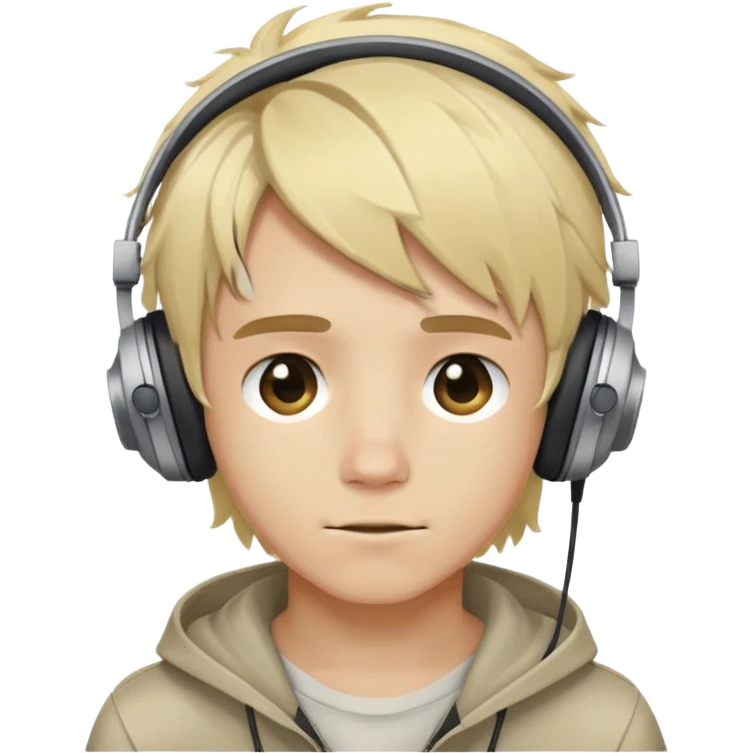 boy blonde messy medium length hair and gamer led headphones  emoji
