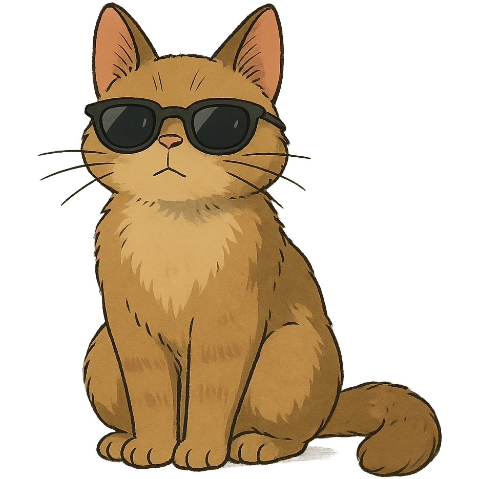 ghibli style cat wearing sunglasses emoji