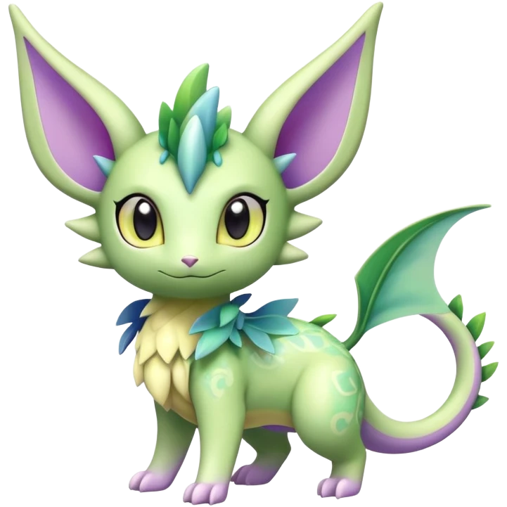 Shiny Exotic Cute Adorable Majestic Ethereal Sparkly Flygon-Espeon-Meganium-Shaymin-Hybrid-Creature with pattern-markings emoji