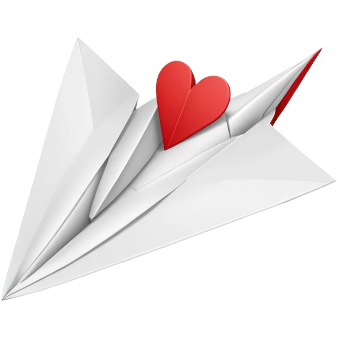 paper airplane with classic heart emoji