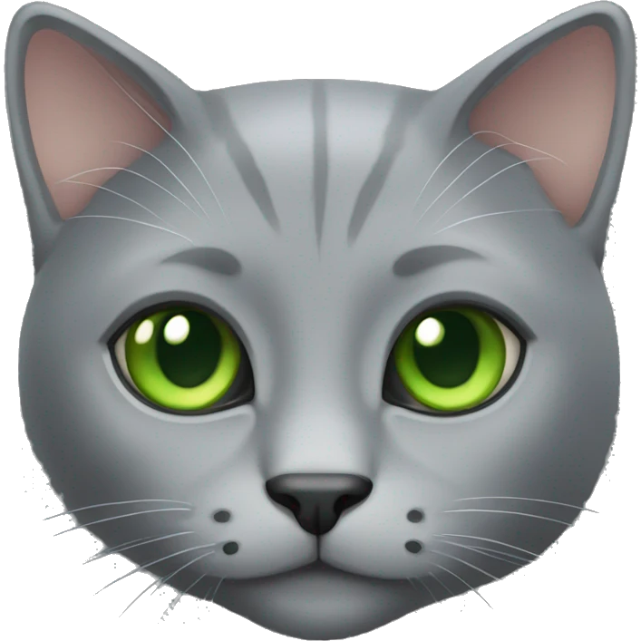 solid gray cat with green eyes emoji