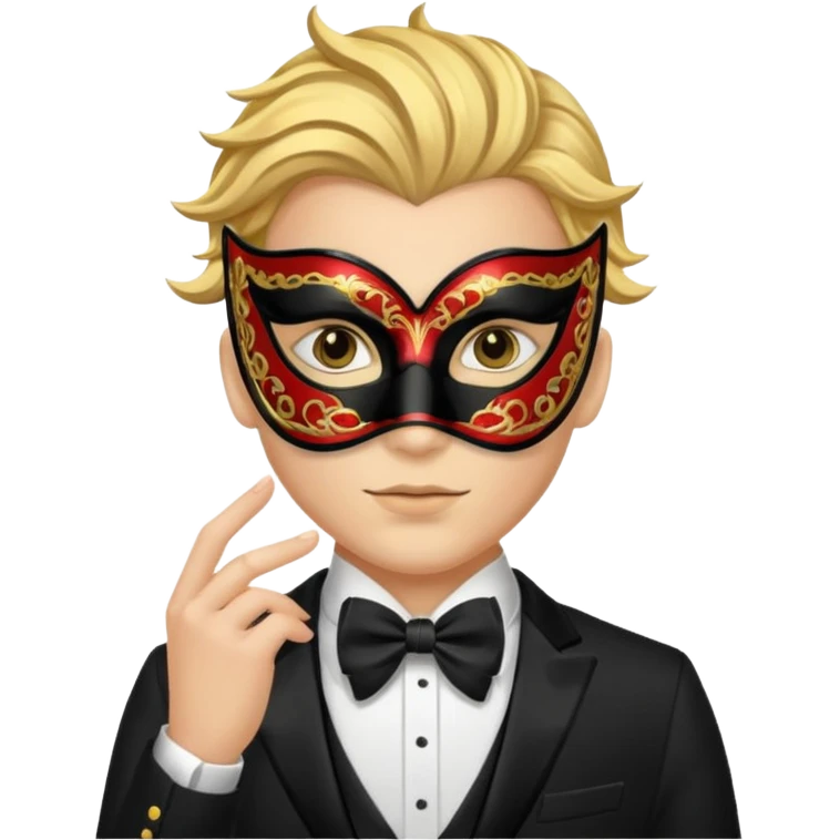 gold masquerade mask with lilia emoji