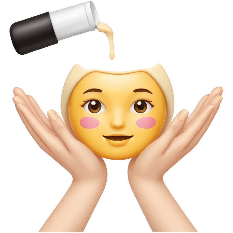 Minimal emoji of 2 hands gently applying skincare cream, emoji