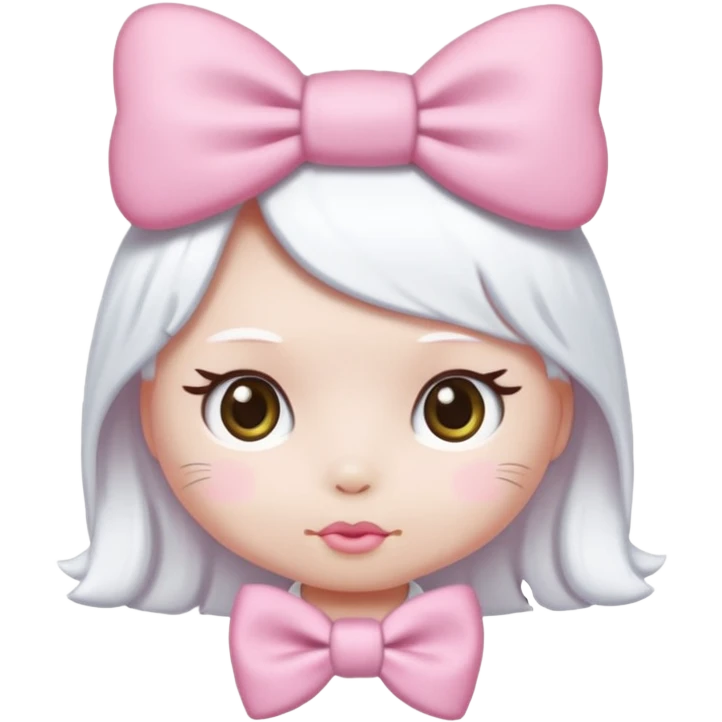 hello kitty emoji with a white hair bow, simple and cute emoji