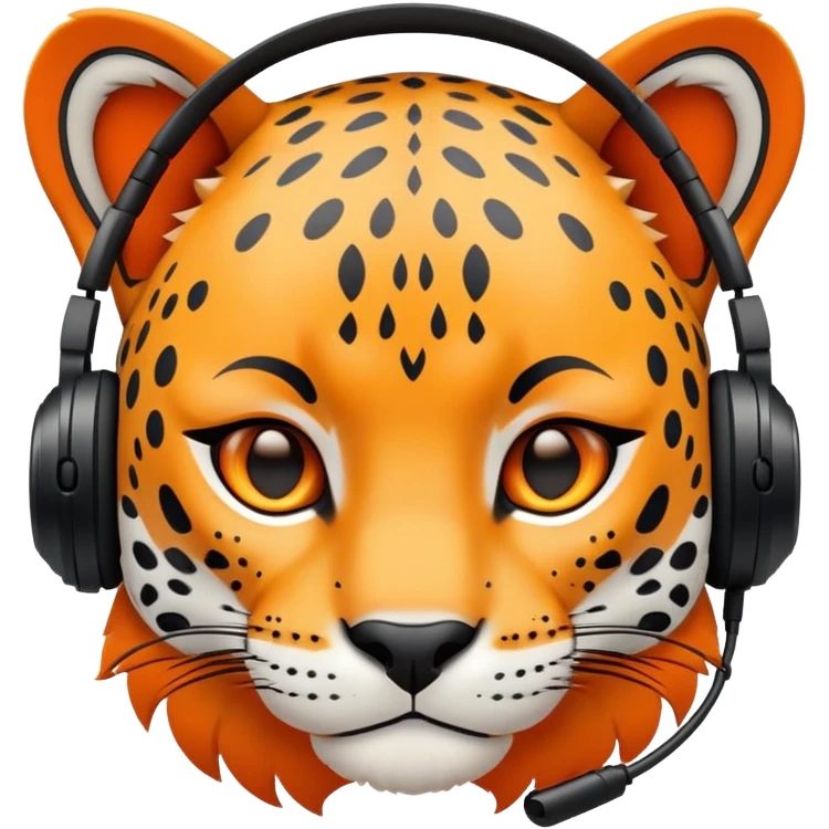 A TOK emoji of a jaguar, white background, WITH GAMING HEADSET emoji