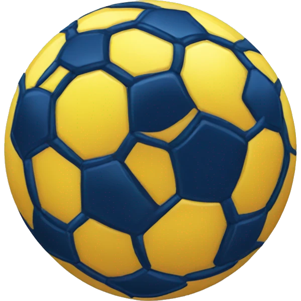 A soccer ball with dark blue and yellow color emoji