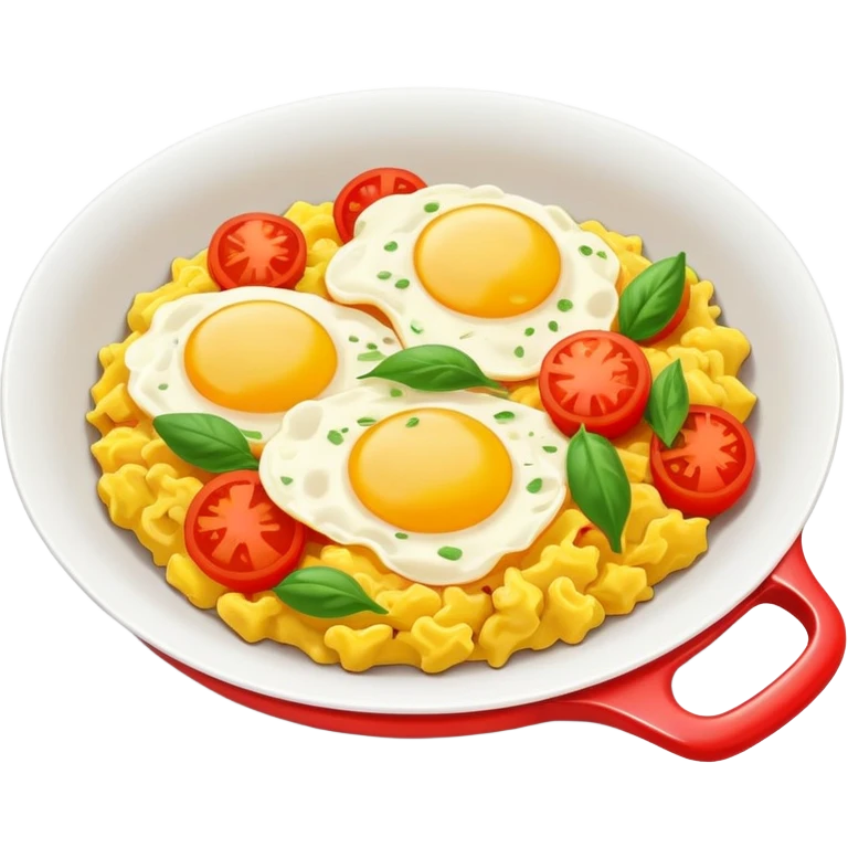 Stir Fried Tomato and Scrambled Eggs homestyle dish, simplified emoji style with bold outlines and bright colors, cartoon style Xi Hong Shi Chao Ji Dan emoji