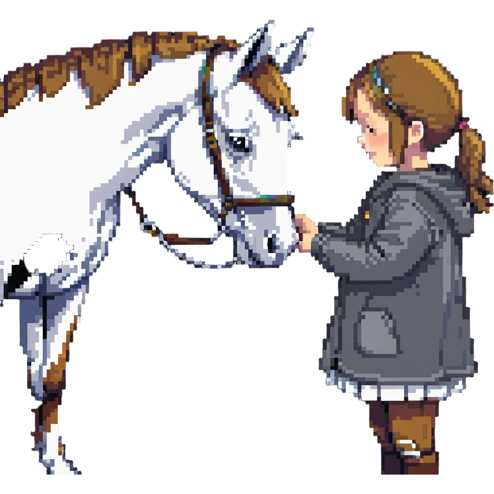 child petting a horse emoji