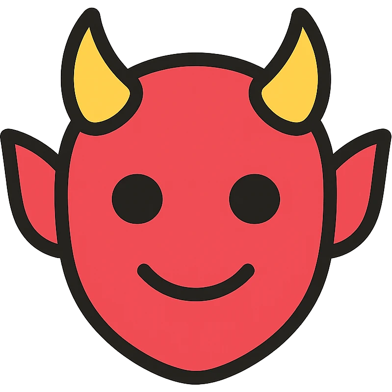 color outline icon of a smiling red demon face emoji