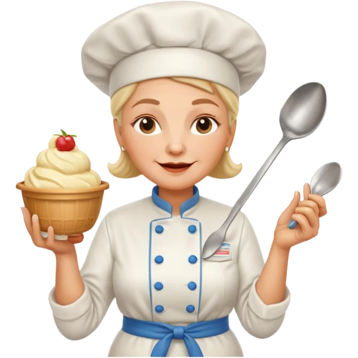 Old femaleChef trying multiple scoops of gelato emoji