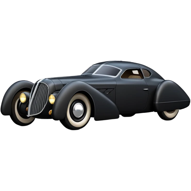  the animated series aerodynamic futuristic Batmobile loosely based on 1936 cord 812 (flat long straight faceted mechanical body) stealthy understated street rod  emoji