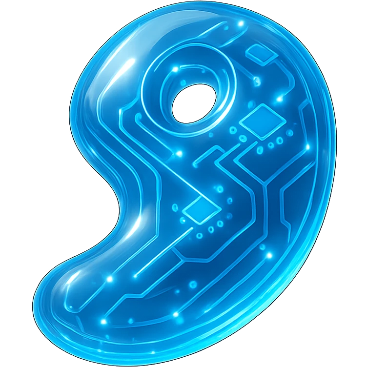 single magatama bead, glowing lines, glossy circuit style emoji