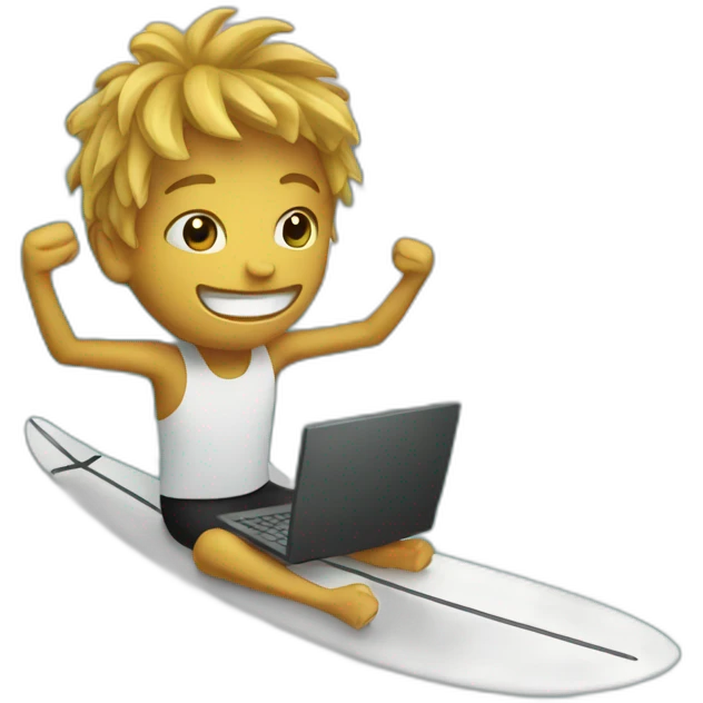 surfer with computer emoji