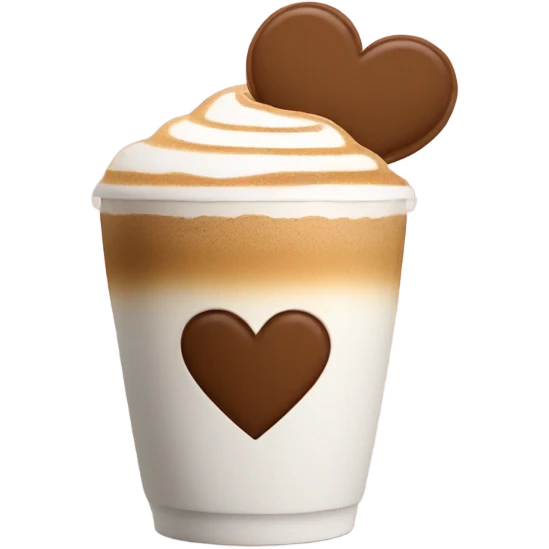 Latte with a broken heart design emoji