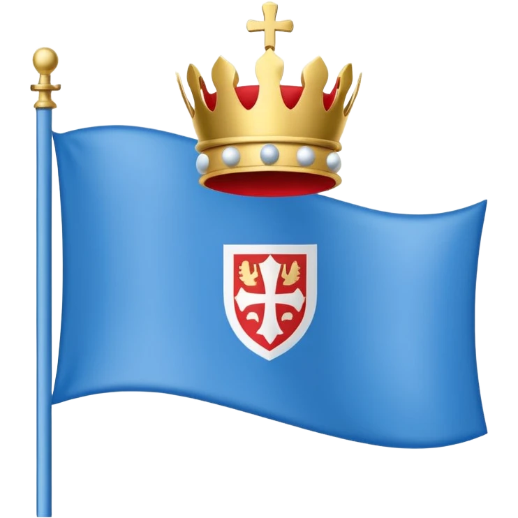 Hazme el emogi de la bandera gallega: cuadrado con solo una linea orizontal el escudo de color azul con una copa de oro i una bola blanca encima una corona de color rojo pequeña  i oro, con una cruz pequeña en la punta y el fondo blanco emoji