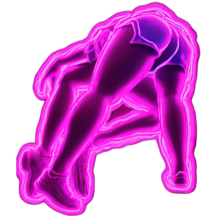 Juicy booty neon sign style man emoji