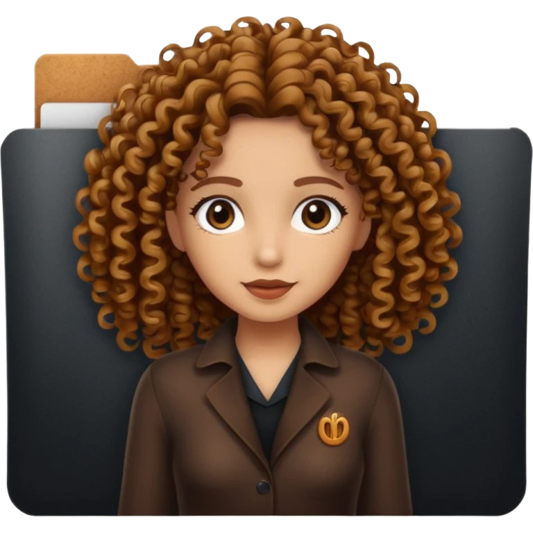 black transparent folder with a canela skin girl with curly hair logo  emoji
