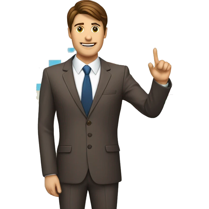 male brown hair suit graph background professional  giving a presentation with a graph in the background emoji
