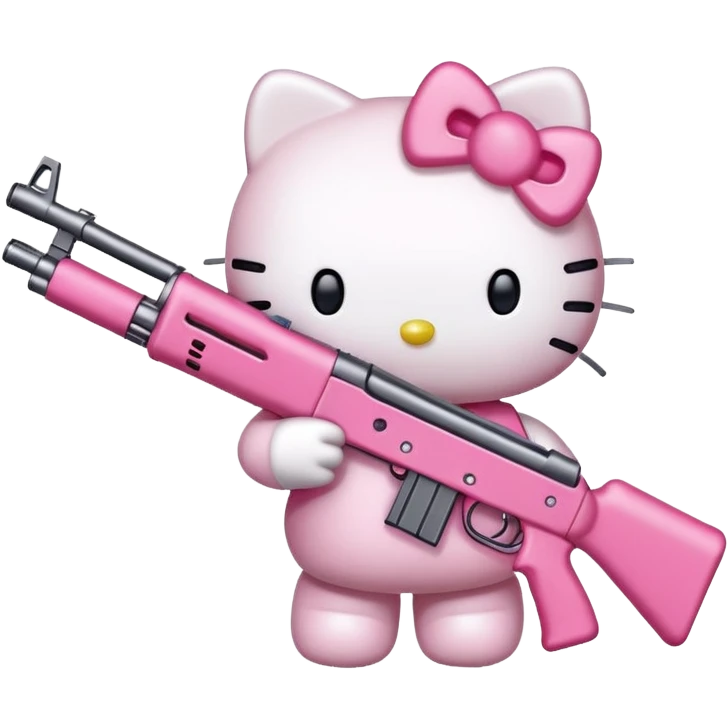 Hello kitty holding a pink riffle  emoji