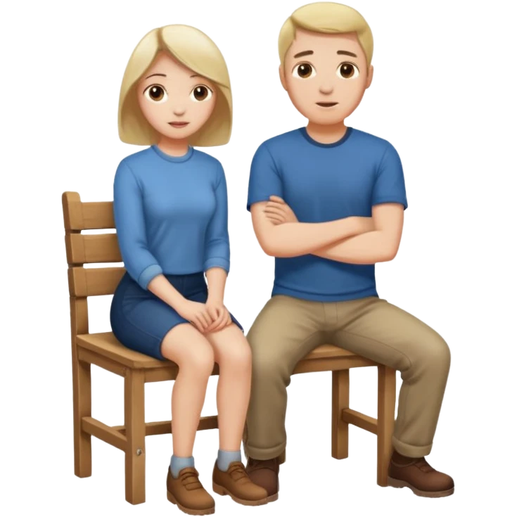 MaN sitting on chair Woman kneeling emoji