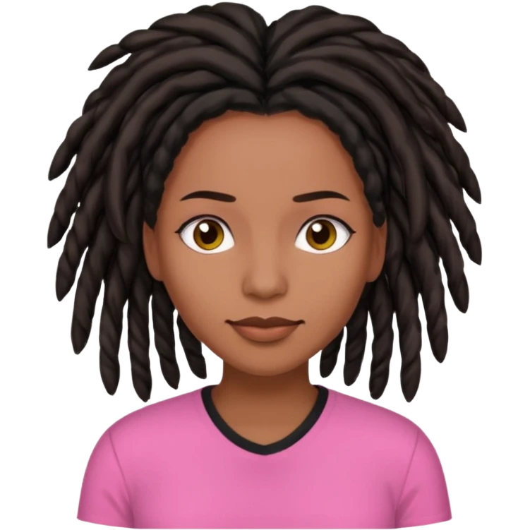 Woman brown skin with black locs pink shirt emoji