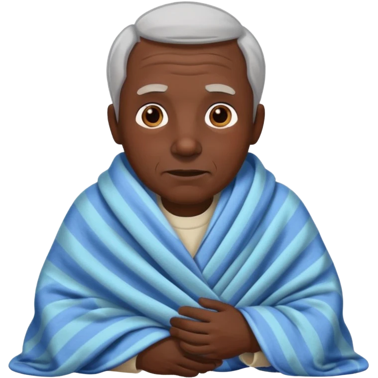 dark skin old man with tucked blanket emoji