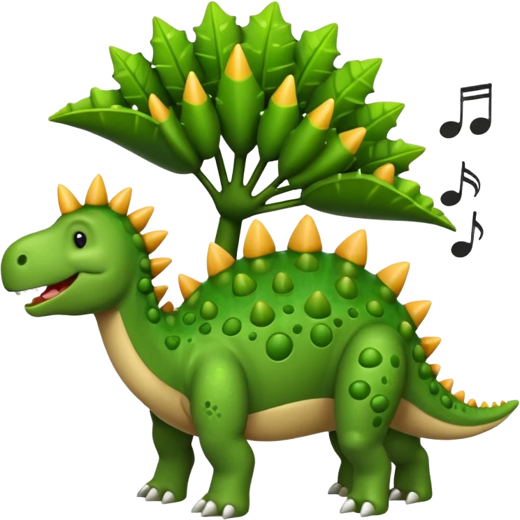 cartoon stegosaurus with music notes funny emoji