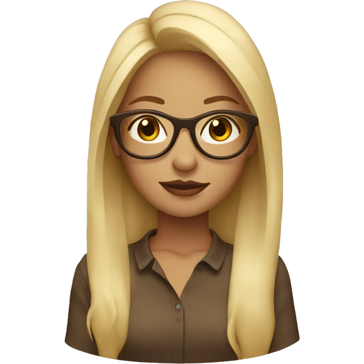 blonde girl wearing  brown round glases emoji