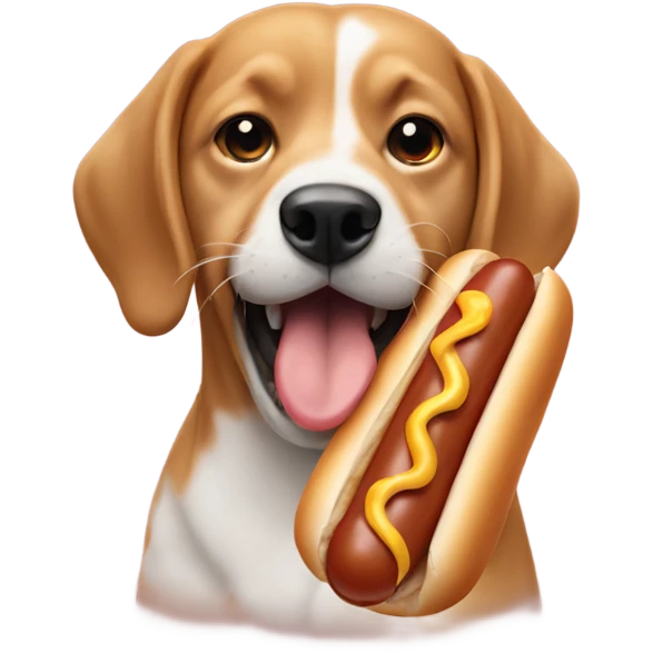 A dog holding a hot dog in its mouth emoji