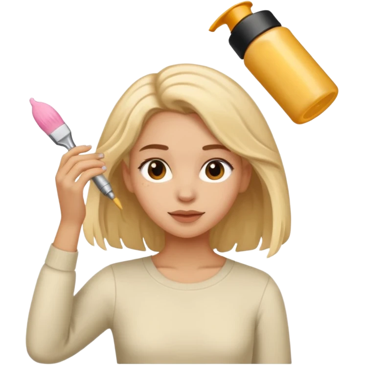 girl applying crema to her hair emoji