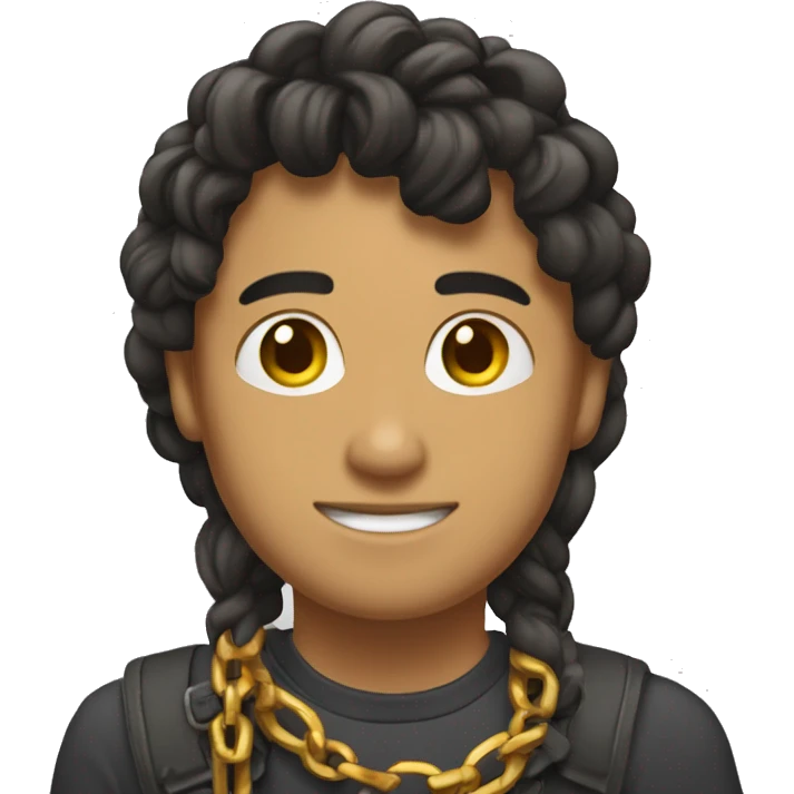 Muchacho mulatico con trenzas y cadenas de oro emoji