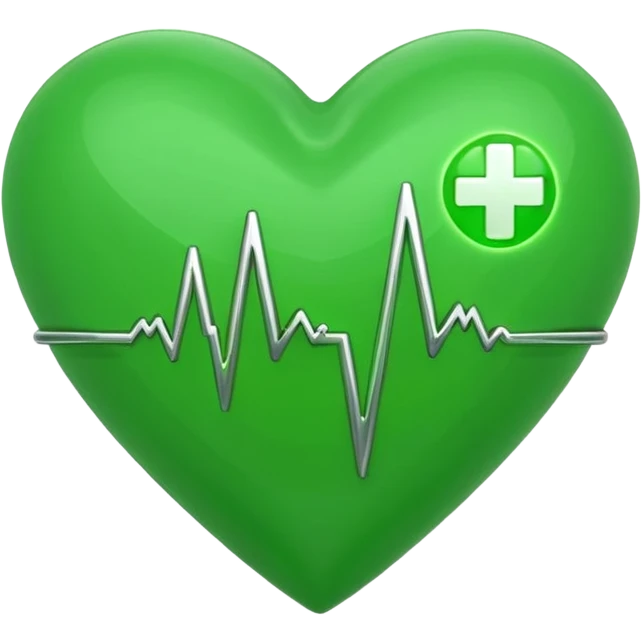 green heart with ECG heartbeat line emoji