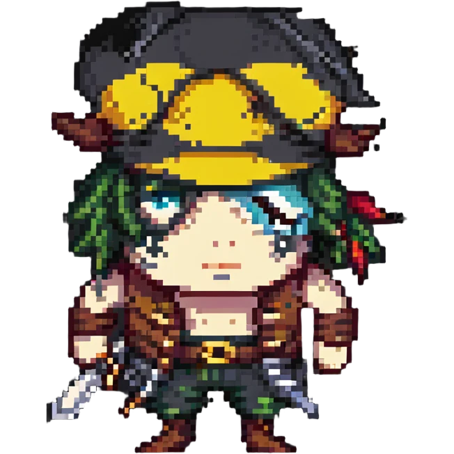 blue eyed pirate with a scar over one eye emoji