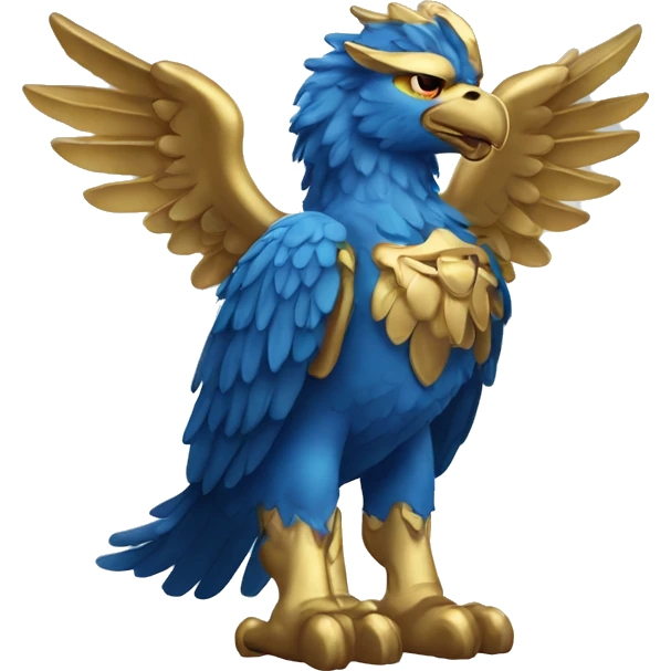Blue griffin with golden head emoji