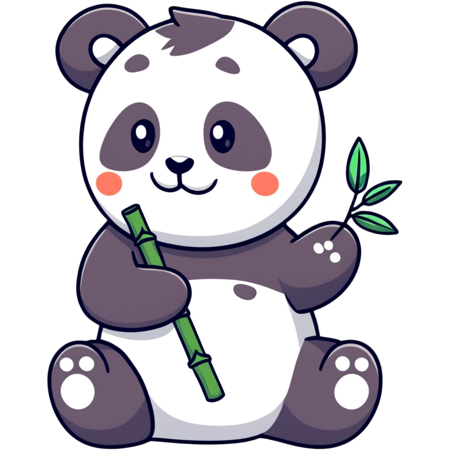 happy panda with bamboo emoji