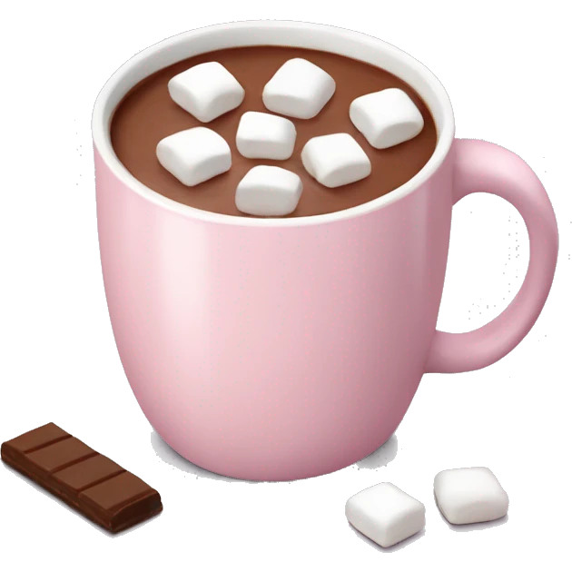 Light Pink mug of hot chocolate with marshmallows  emoji
