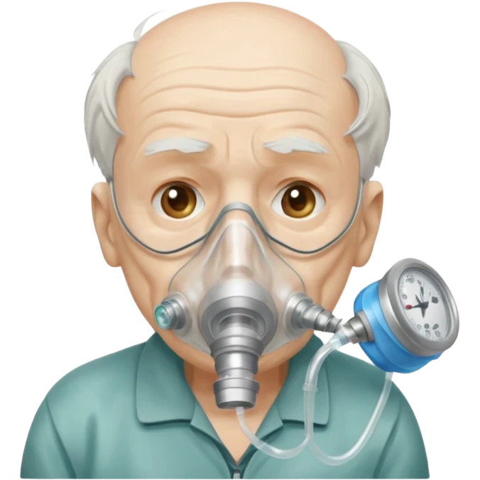 old man with simple emergency oxygen mask  emoji