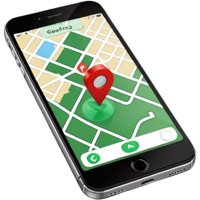 dark green geotag pointing to map on dark green iphone display emoji