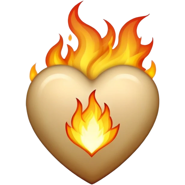 Beige heart with fire emoji