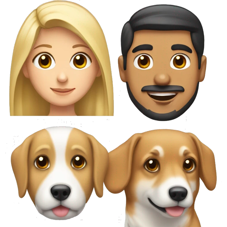 blonde girl, arab guy and corgi together emoji