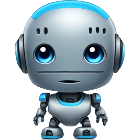 modren cute robot gray and blue looks like logo emoji